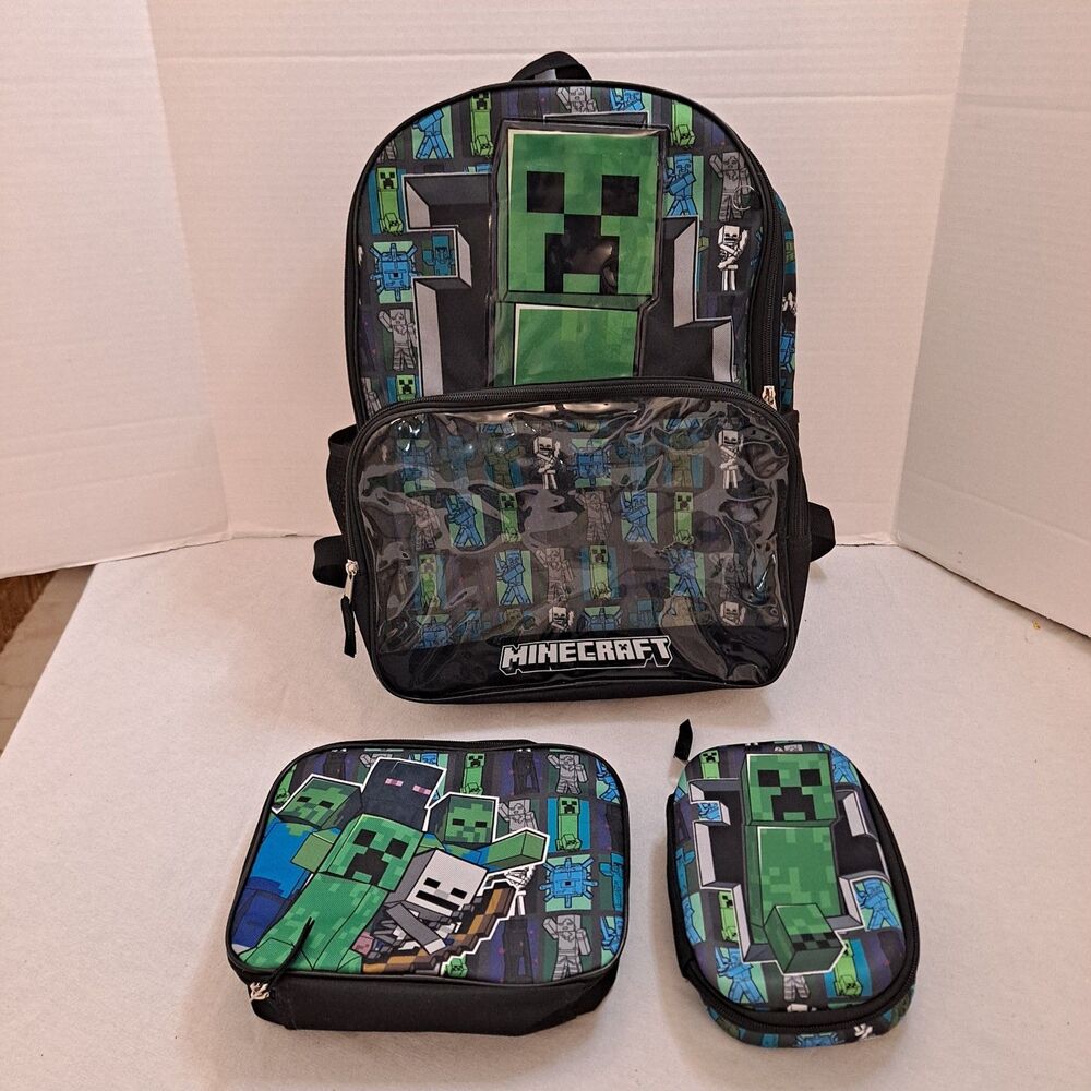 Mojang Minecraft Creeper 2023 Backpack Zip Lunchbox Utility Case